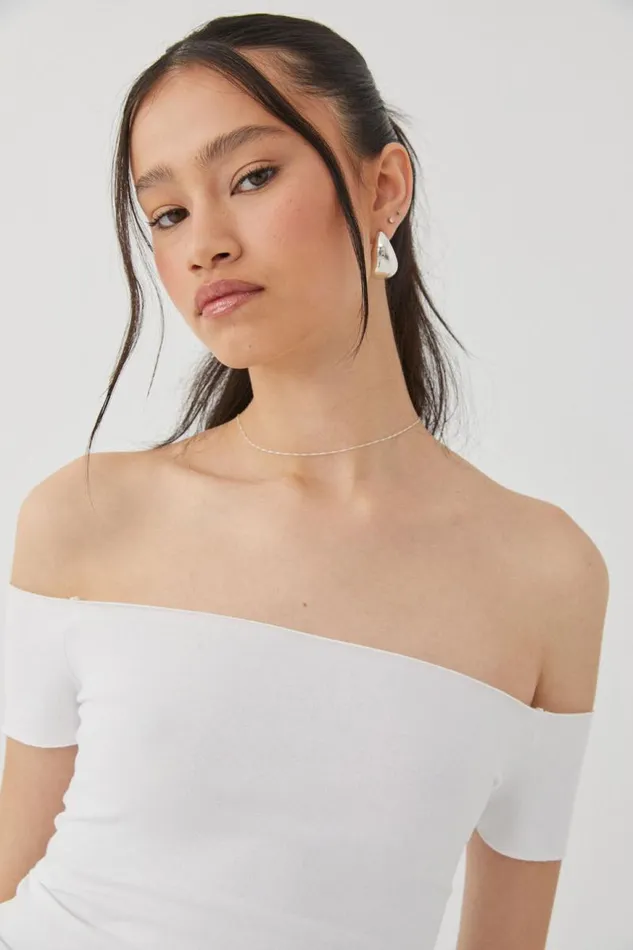 Clothing Supr T Shirts Laura Off Shoulder Tee White