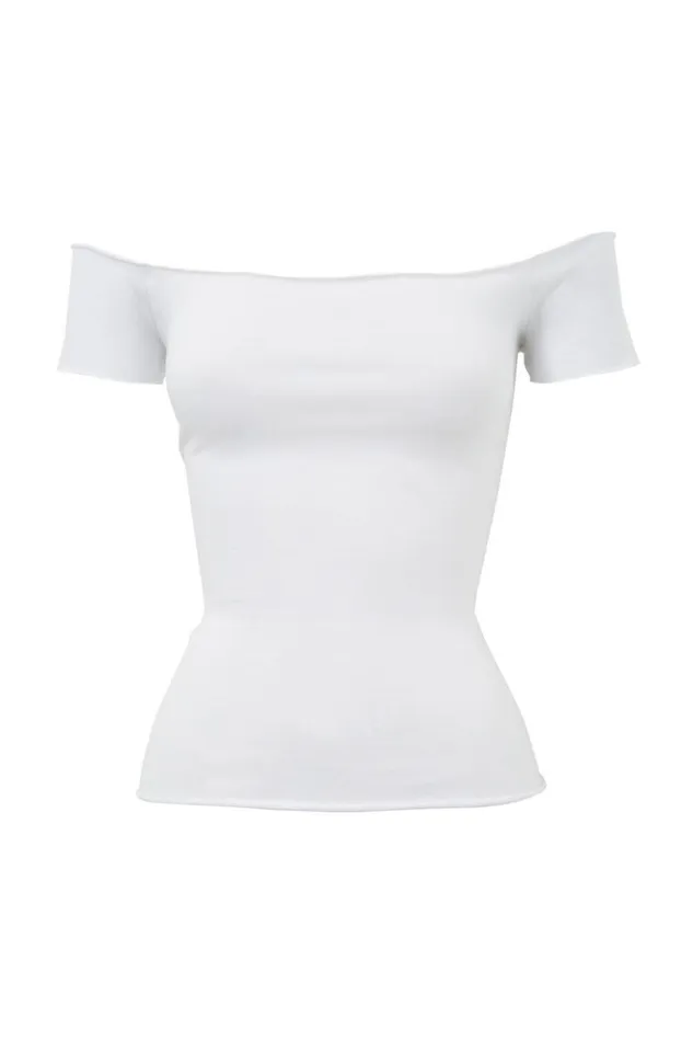 Clothing Supr T Shirts Laura Off Shoulder Tee White
