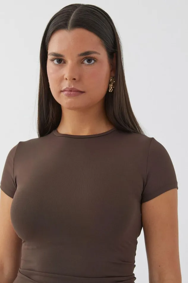 Clothing Supr T Shirts Luxe Longline Tee Espresso Brown