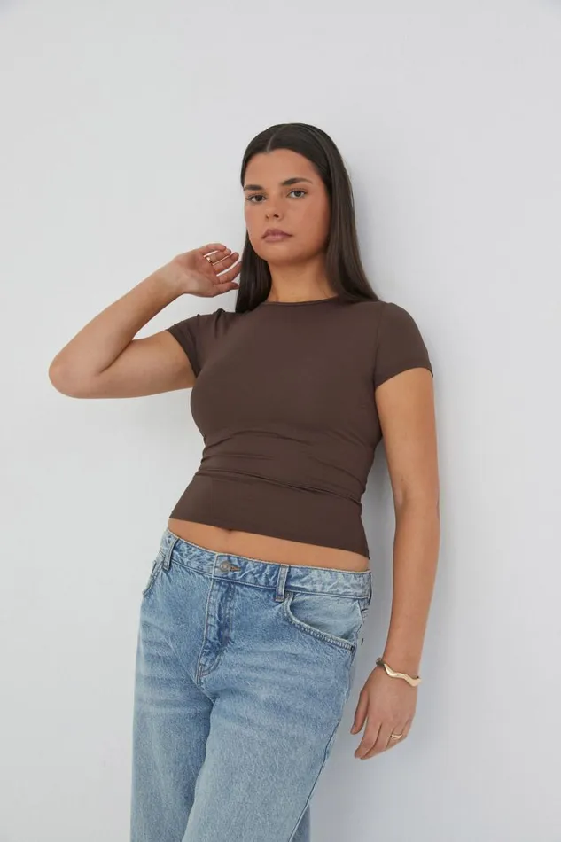 Clothing Supr T Shirts Luxe Longline Tee Espresso Brown