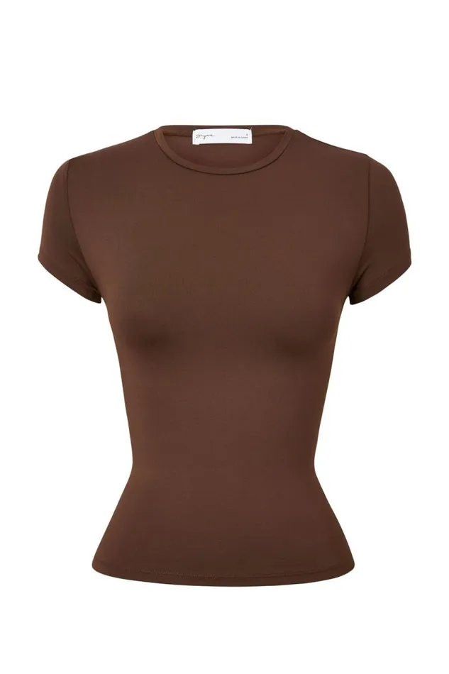 Clothing Supr T Shirts Luxe Longline Tee Espresso Brown