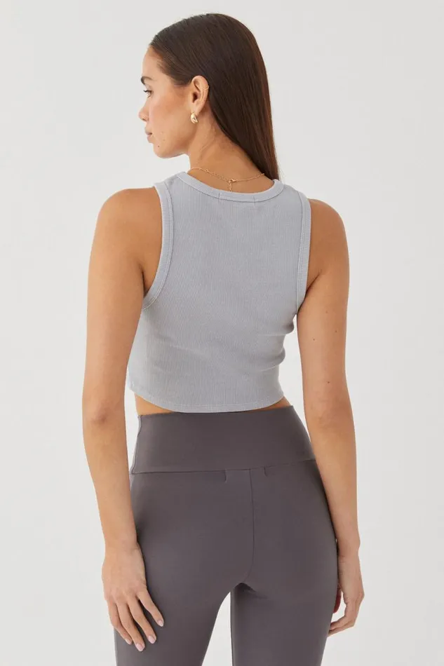 Clothing Supr Tank Tops Rib Cropped Tank Pearl Grey