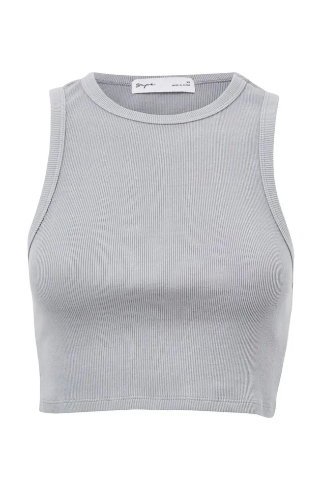 Clothing Supr Tank Tops Rib Cropped Tank Pearl Grey