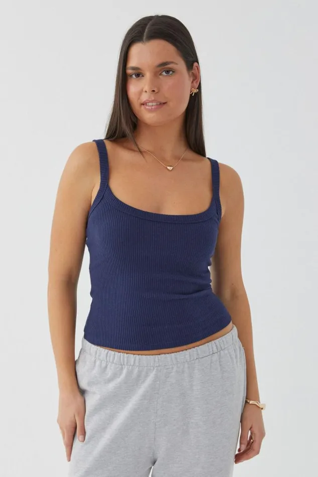 Clothing Supr Tank Tops Riri Scoop Neck Tank Varsity Navy