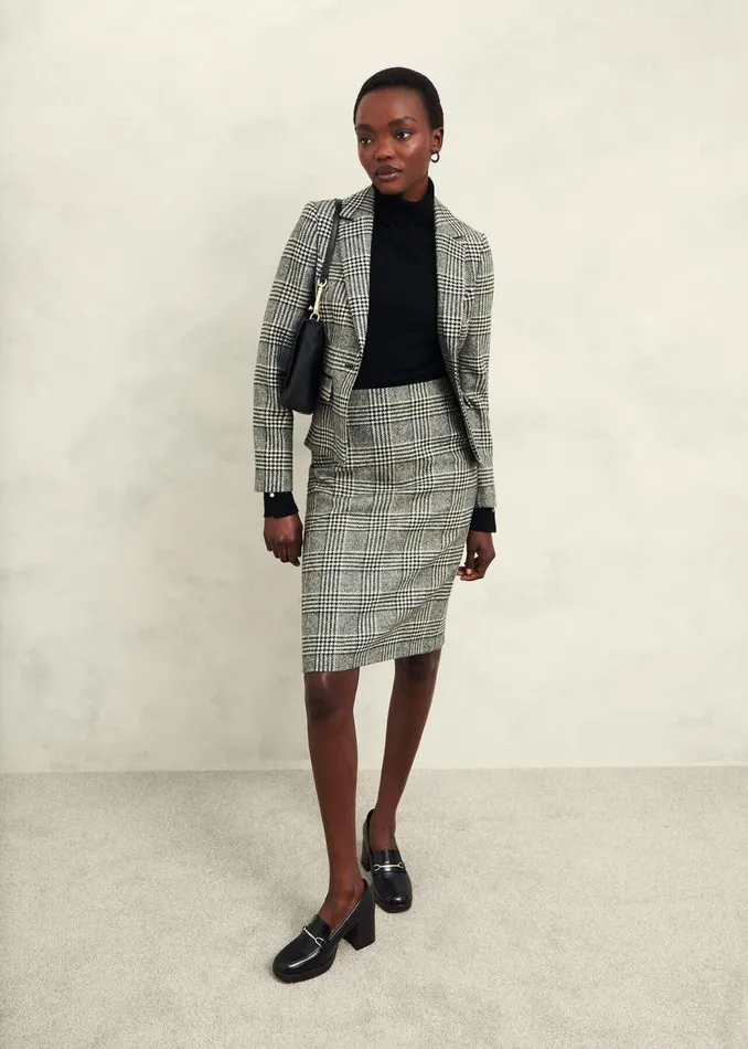Coats and Jackets Women HOBBS Brea Wool Jacket Black White