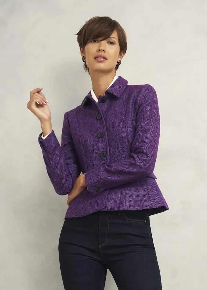 Coats and Jackets Women HOBBS Daniella Wool Jacket Purple Multi