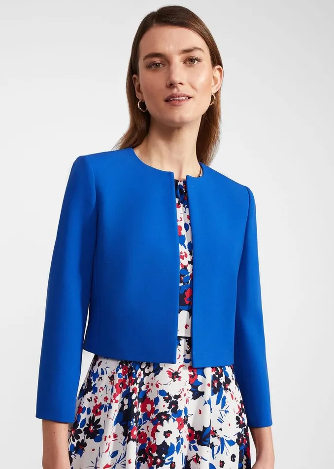Coats and Jackets Women HOBBS Elize Crepe Jacket Lapis Blue