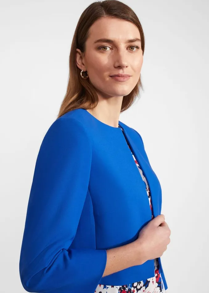 Coats and Jackets Women HOBBS Elize Crepe Jacket Lapis Blue