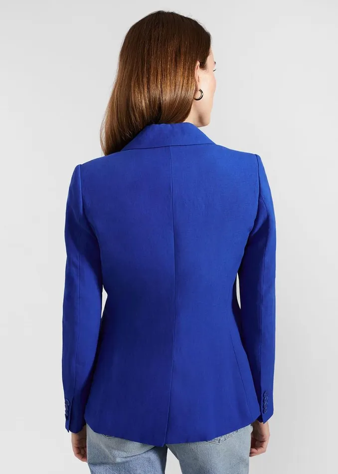 Coats and Jackets Women HOBBS Fletcher Silk Linen Jacket Lapis Blue