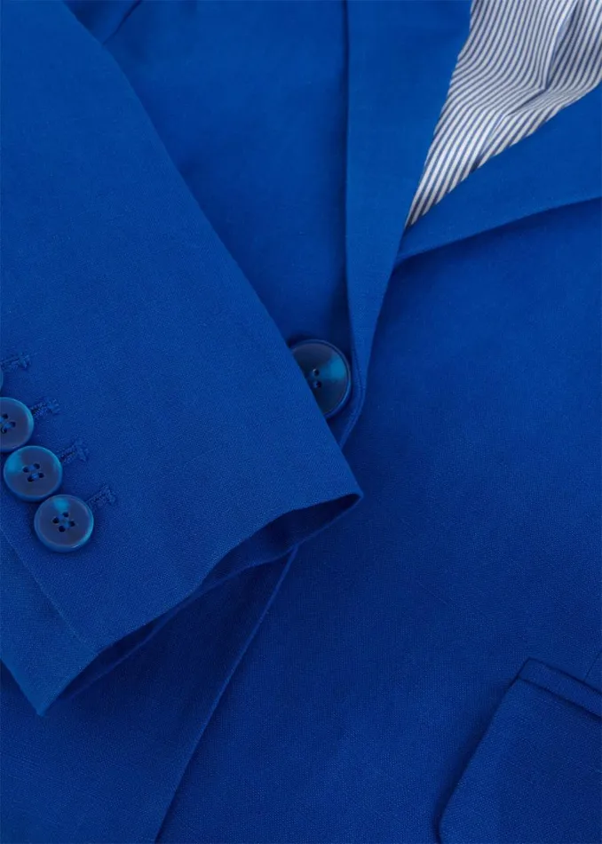 Coats and Jackets Women HOBBS Fletcher Silk Linen Jacket Lapis Blue