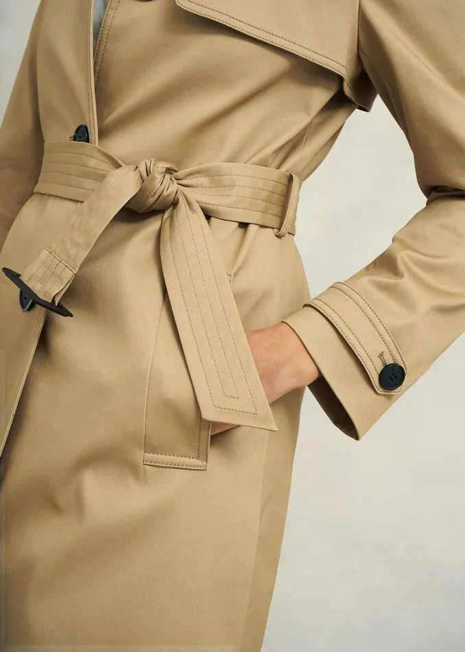 Coats and Jackets Women HOBBS Petite Hallie Shower Resistant Trench Coat Fawn Beige