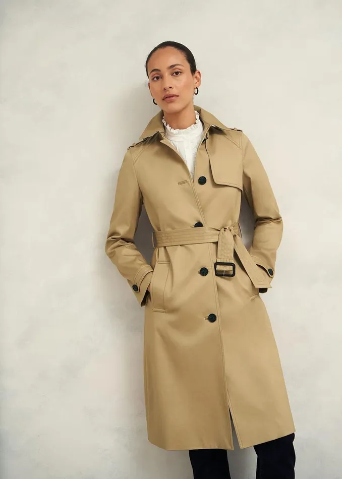 Coats and Jackets Women HOBBS Petite Hallie Shower Resistant Trench Coat Fawn Beige