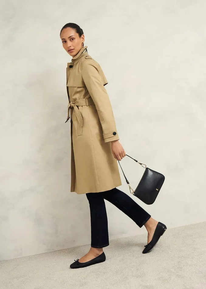 Coats and Jackets Women HOBBS Petite Hallie Shower Resistant Trench Coat Fawn Beige