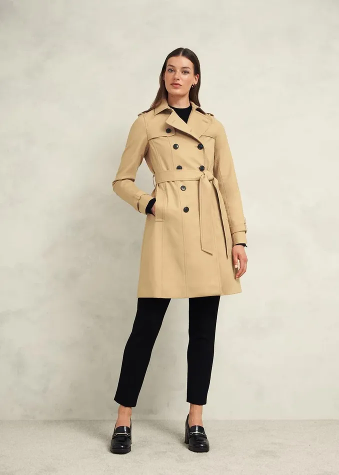 Coats and Jackets Women HOBBS Saskia Shower Resistant Trench Coat Tan