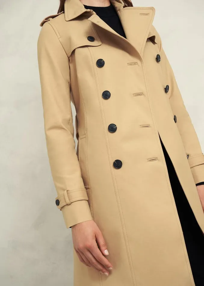 Coats and Jackets Women HOBBS Saskia Shower Resistant Trench Coat Tan