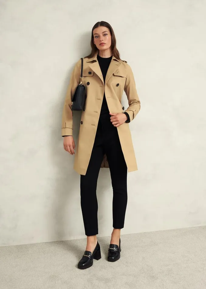 Coats and Jackets Women HOBBS Saskia Shower Resistant Trench Coat Tan