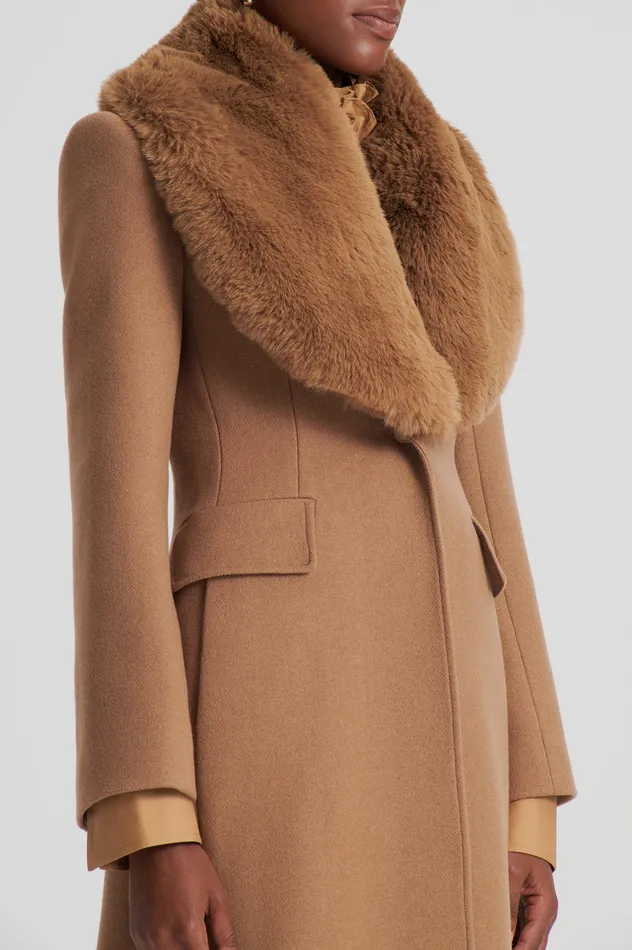 Coats Scanlan Theodore Women FAUX FUR COLLAR COAT CAMEL Coats Scanlan Theodore Women FAUX FUR COLLAR COAT CAMEL