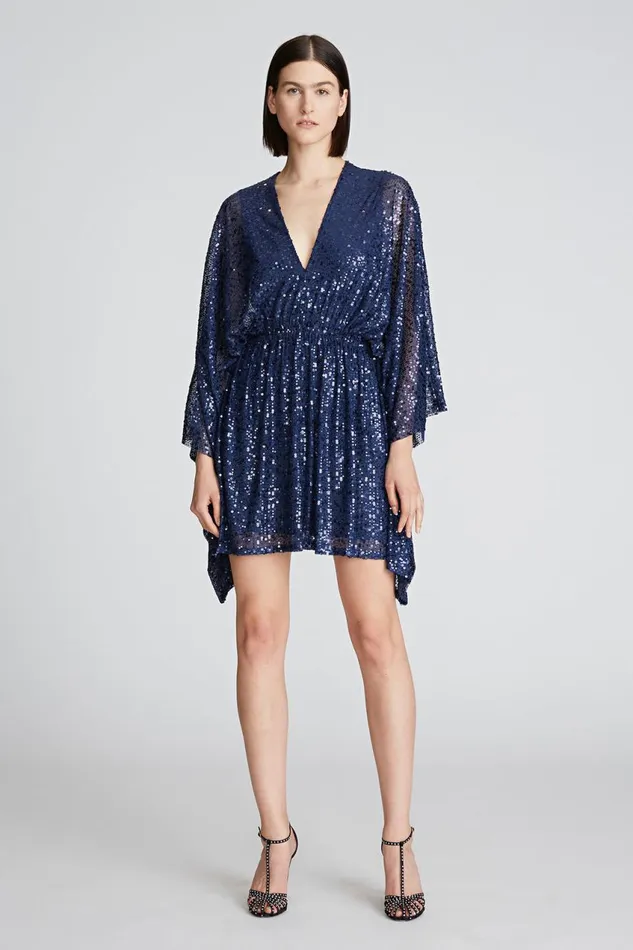 Cocktail Women Halston Catalina Dress In Sequins Navy