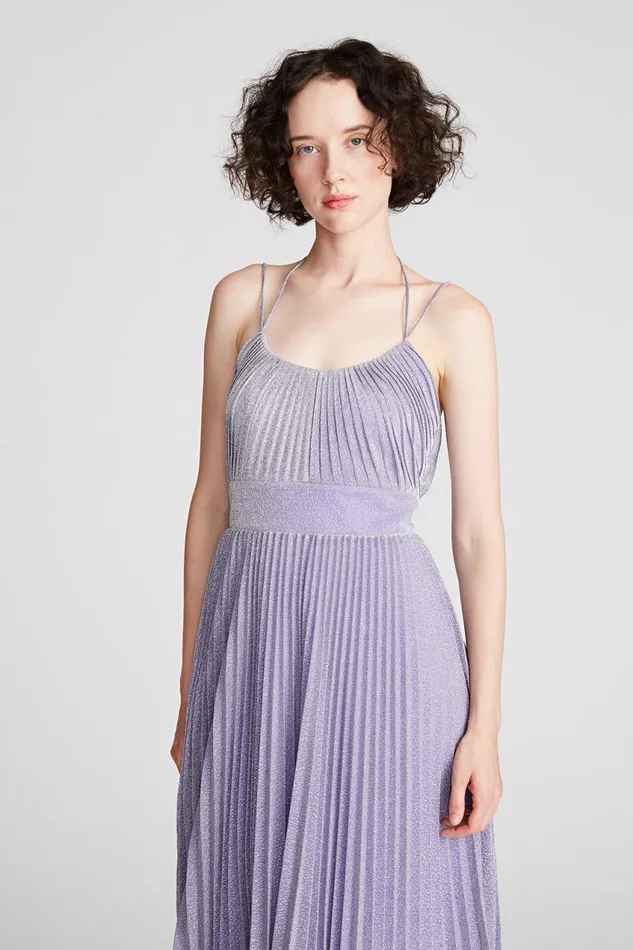 Cocktail Women Halston Evelia Dress In Shimmer Jersey Amethyst