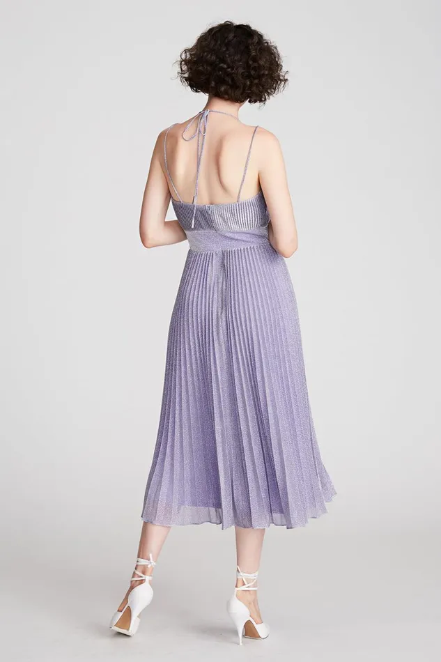 Cocktail Women Halston Evelia Dress In Shimmer Jersey Amethyst