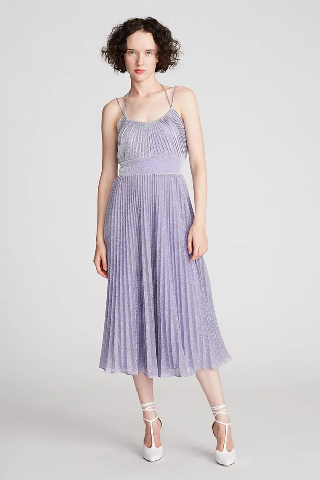 Cocktail Women Halston Evelia Dress In Shimmer Jersey Amethyst