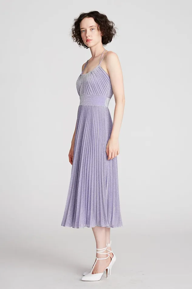 Cocktail Women Halston Evelia Dress In Shimmer Jersey Amethyst