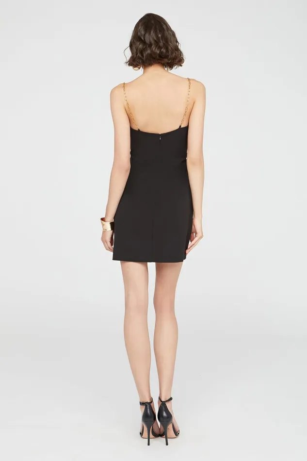 Cocktail Women Halston Lavinia Dress In Stretch Crepe Black