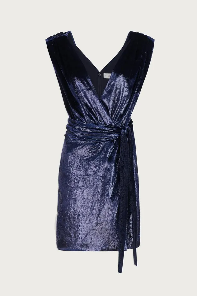 Cocktail Women Halston Lennox Dress In Velvet Navy