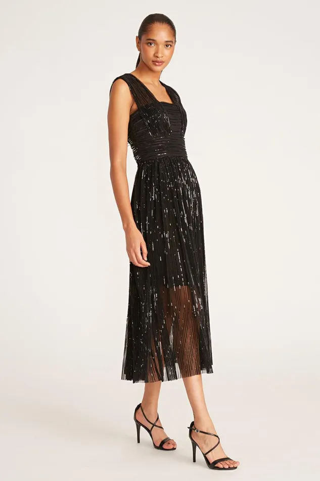 Cocktail Women Halston Liana Dress In Pleated Sequins Black Cocktail Women Halston Liana Dress In Pleated Sequins Black