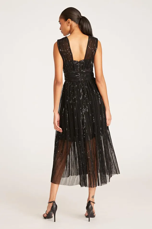 Cocktail Women Halston Liana Dress In Pleated Sequins Black Cocktail Women Halston Liana Dress In Pleated Sequins Black
