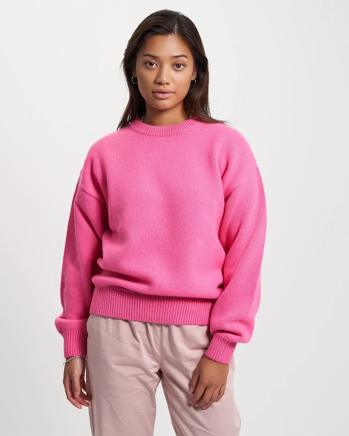Colorfulstandard Knit Sweaters Women Oversized Merino Wool Crew 8211 Polar Blue