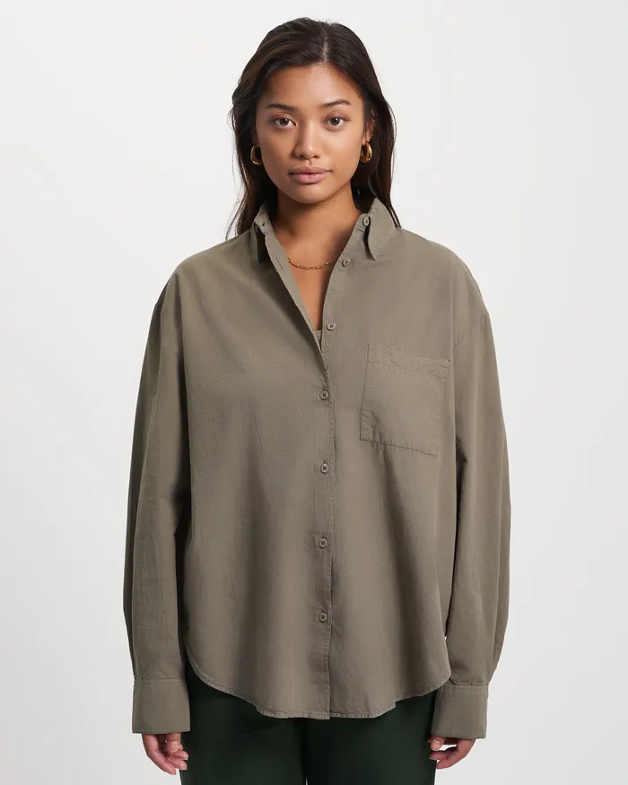 Colorfulstandard Organic Oversized Shirt 8211 Teal Blue Women Shirts