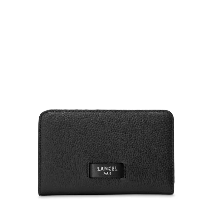 Compact Rectangular Zipped Wallet Black Women Lancel Purse