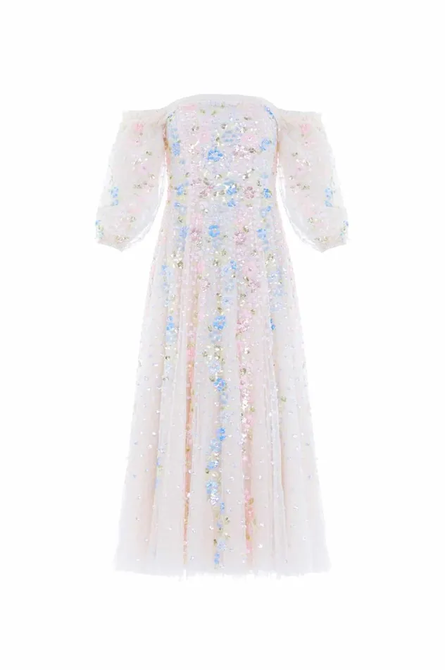 Confetti Gloss OffShoulder Ballerina Dress Champagne Women Needle and Thread Dresses