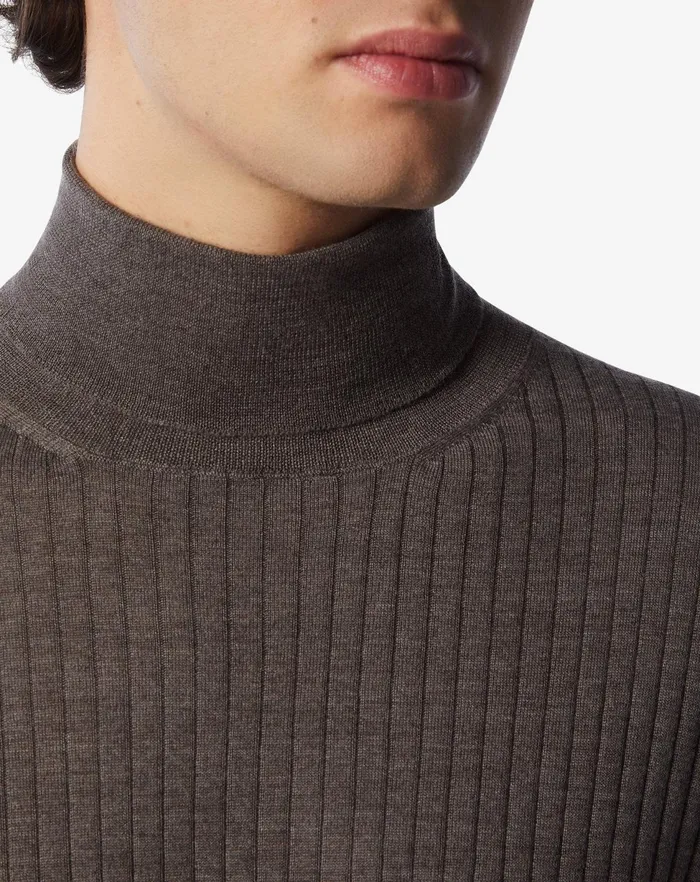 Corneliani Knitwear Taupe Ultralight Merino Turtleneck Sweater 8211 Men