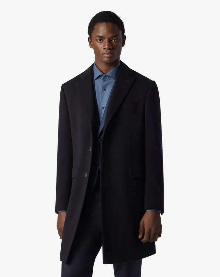 Corneliani Outerwear And Coats Black Super Fine Wool Beaver Coat For Men 8211 Men