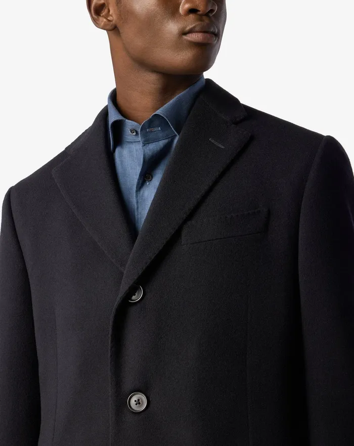 Corneliani Outerwear And Coats Black Super Fine Wool Beaver Coat For Men 8211 Men