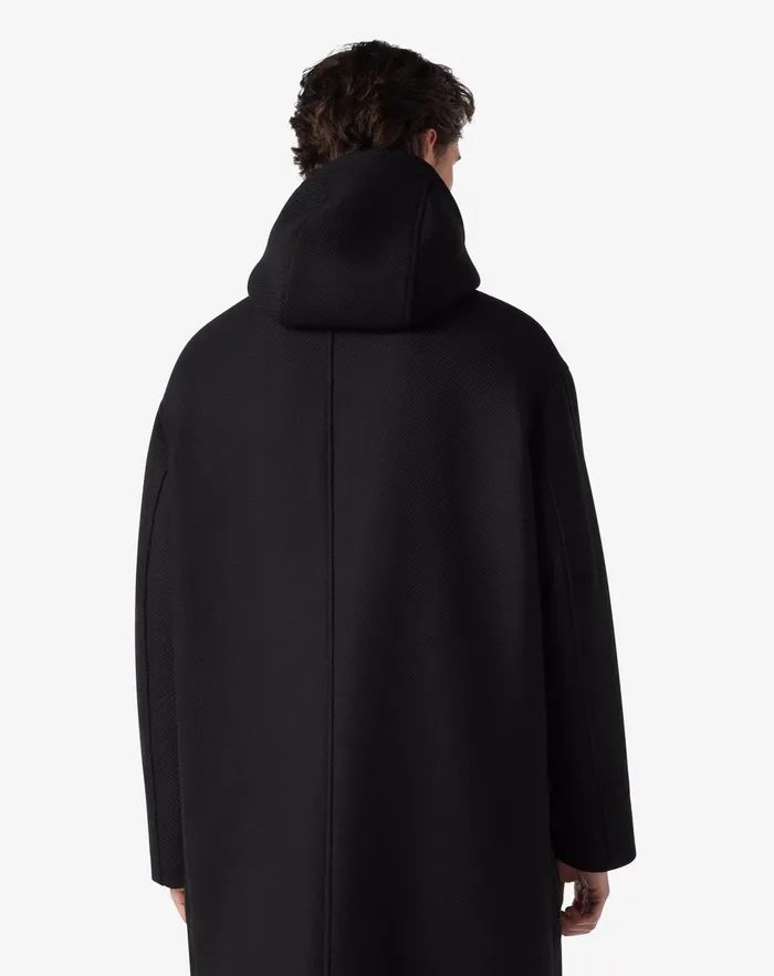 Corneliani Outerwear And Coats Black Sustainable Pure Wool Parka Coat For Men 8211 Men
