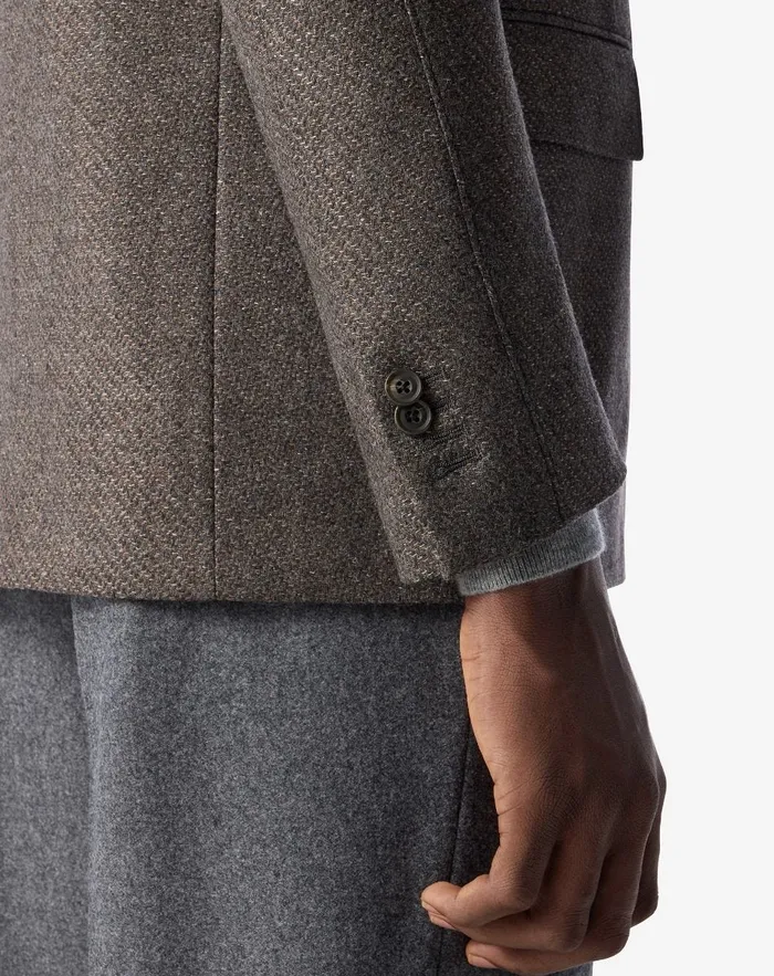 Corneliani Outerwear And Coats Brown Wool Silk And Cashmere Jacket With Detachable Chest Piece 8211 Men