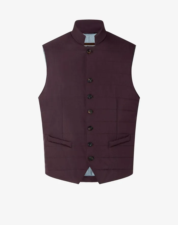 Corneliani Outerwear And Coats Burgundy Poplin Quilted Vest For Men 8211 Men