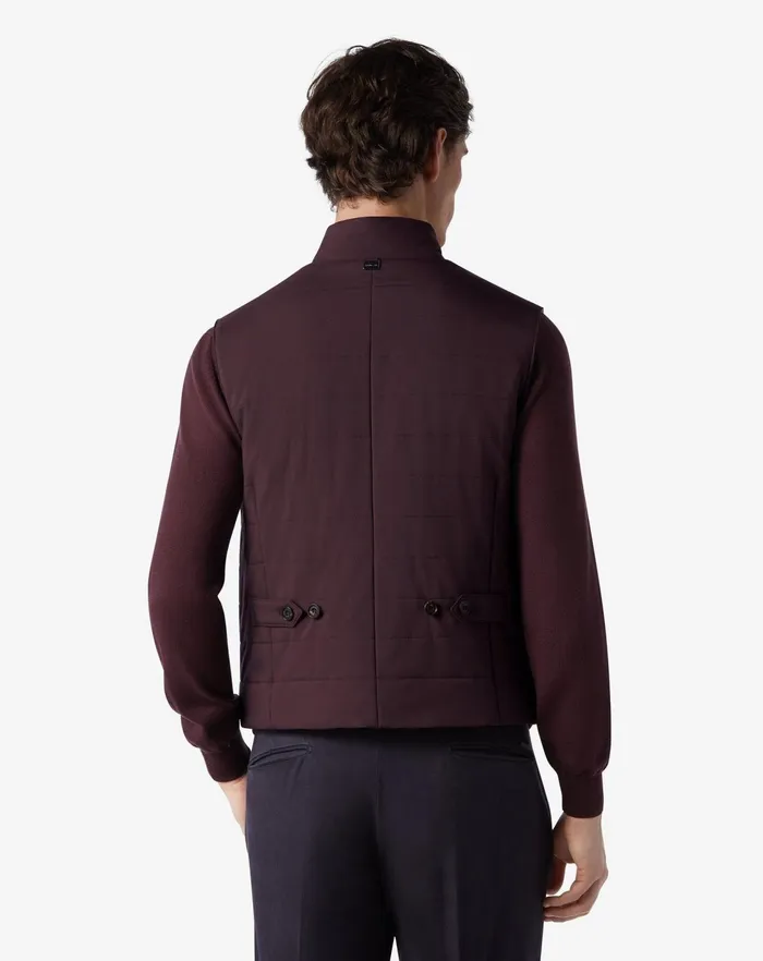 Corneliani Outerwear And Coats Burgundy Poplin Quilted Vest For Men 8211 Men