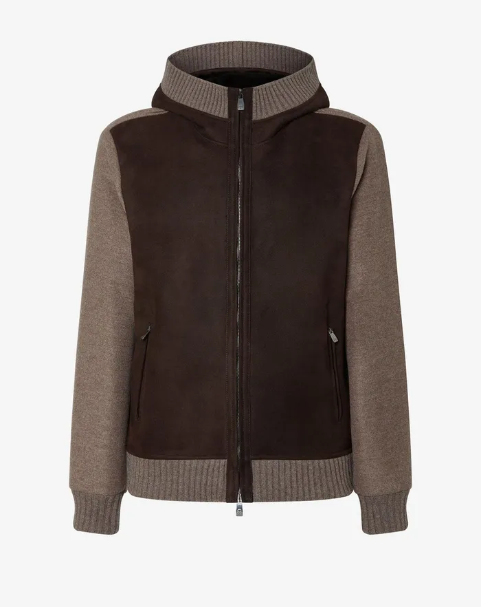 Corneliani Outerwear And Coats Dark Brown Twotexture Leather Jacket For Men 8211 Men