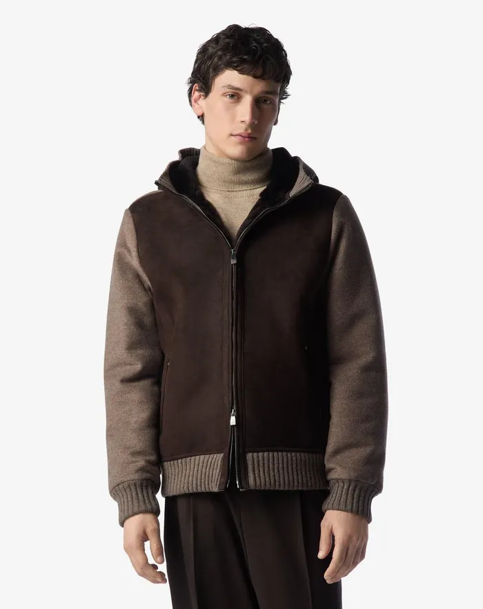 Corneliani Outerwear And Coats Dark Brown Twotexture Leather Jacket For Men 8211 Men