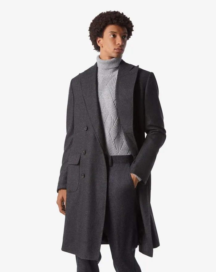 Corneliani Outerwear And Coats Dark Grey Pure Cashmere Coat 8211 Men