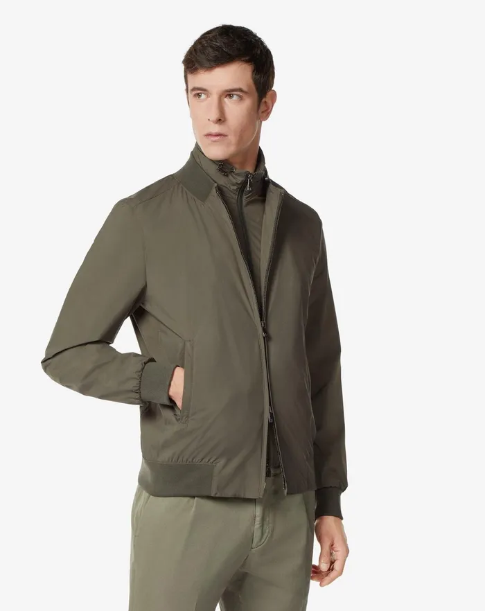 Corneliani Outerwear And Coats Green Technical Padded Bomber Jacket 8211 Men