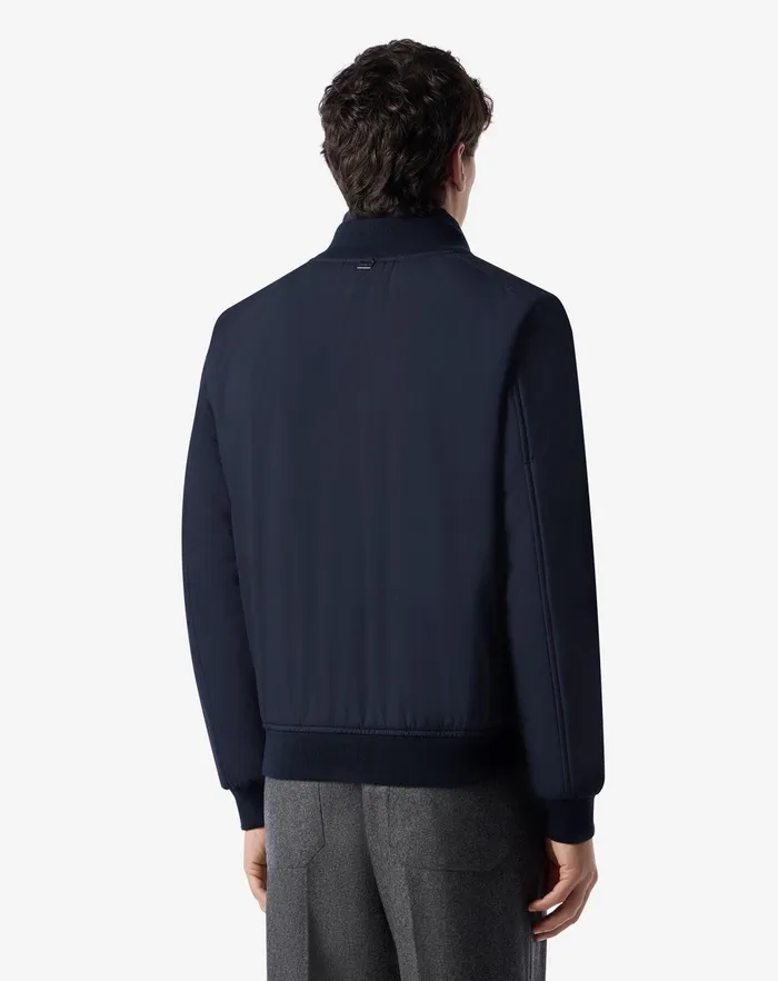 Corneliani Outerwear And Coats Navy Blue Padded Bomber Jacket With Detachable Chest 8211 Men
