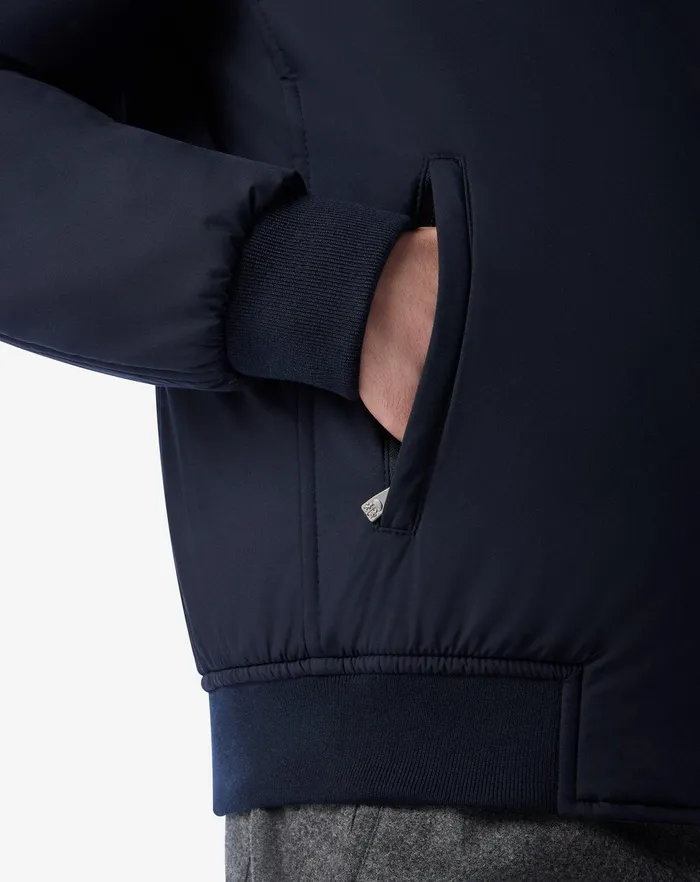 Corneliani Outerwear And Coats Navy Blue Padded Bomber Jacket With Detachable Chest 8211 Men