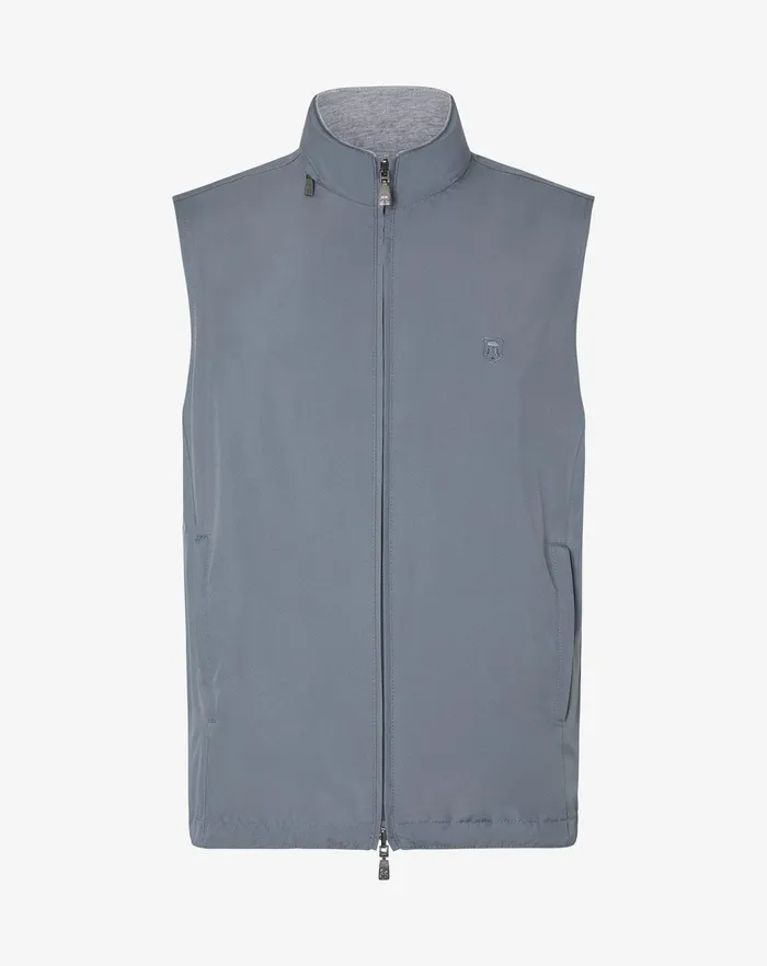 Corneliani Outerwear And Coats Powder Blue Reversible Technical Fabric Waistcoat 8211 Men