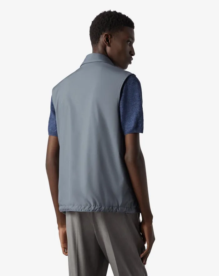 Corneliani Outerwear And Coats Powder Blue Reversible Technical Fabric Waistcoat 8211 Men