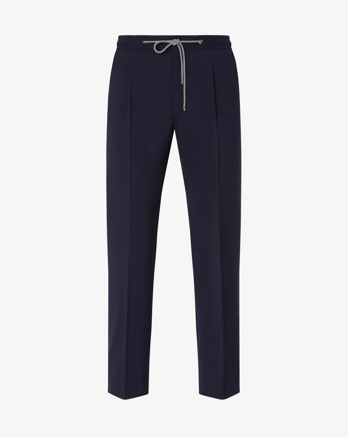 Corneliani Pants Blue Stretch Micro Wool Joggers For Men 8211 Men